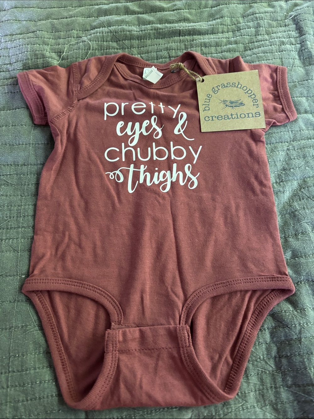 Rabbit Skins Rust Red Baby One-Piece Bodysuit with White Script